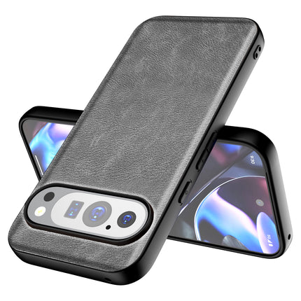 Kapa Tux Leather Back Cover for Google Pixel 9 / Pixel 9 PRO | Slim Shockproof Camera Protection Bumper Case (Grey) - Mobizang