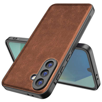 Kapa Tux Leather Back Cover for Samsung Galaxy M16 | Slim Shockproof Camera Protection Bumper Case (Brown)