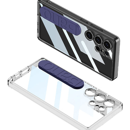 Kapa Clear Airbag + Band Back Case for Samsung Galaxy S25 Ultra | Transparent Shockproof Slim Grip Hard Protective Cover (Dark Blue Band)