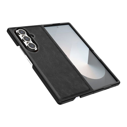 Kapa Tux Leather Back Cover for Samsung Galaxy Z Fold 7 | Slim Shockproof Camera Protection Bumper Case (Black)