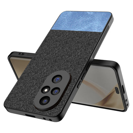 Kapa Soft Fabric & Leather Hybrid Protective Back Cover for Honor 200 Pro (5G) | Shockproof Slim Hard Anti Slip Back Case (Black,Blue) - Mobizang