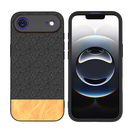 Kapa Soft Fabric & Leather Hybrid Protective Back Cover for Apple iPhone 17 Air | Shockproof Slim Hard Anti Slip Back Case (Black,Brown)