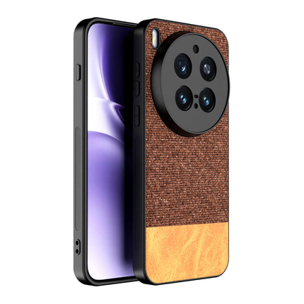 Kapa Soft Fabric & Leather Hybrid Protective Back Cover for Vivo X300 Pro 5G | Shockproof Slim Hard Anti Slip Back Case (Brown) - Mobizang