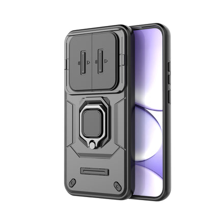 Kapa Armor Slider Back Cover for Redmi Note 15 Pro 5G | Inbuilt Ring + Camera Slider Shockproof Lens Protection Bumper Back Case (Black) - Mobizang