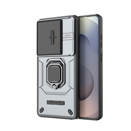 Kapa Armor Slider Back Cover for Samsung Galaxy S26 Ultra | Inbuilt Ring + Camera Slider Shockproof Lens Protection Bumper Back Case (Grey)
