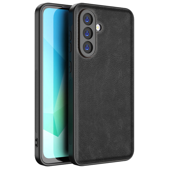 Kapa Tux Leather Back Cover for Samsung Galaxy M16 | Slim Shockproof Camera Protection Bumper Case (Black)