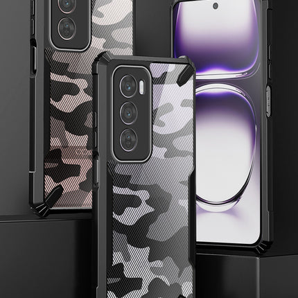 Kapa Bull Camouflage Back Cover for Oppo Reno 12 Pro (5G) | [Military Grade Protection] Shock Proof Slim Hybrid Bumper Case (Black) - Mobizang