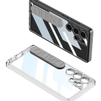 Kapa Clear Airbag + Band Back Case for Samsung Galaxy S25 Ultra | Transparent Shockproof Slim Grip Hard Protective Cover (Grey Band)