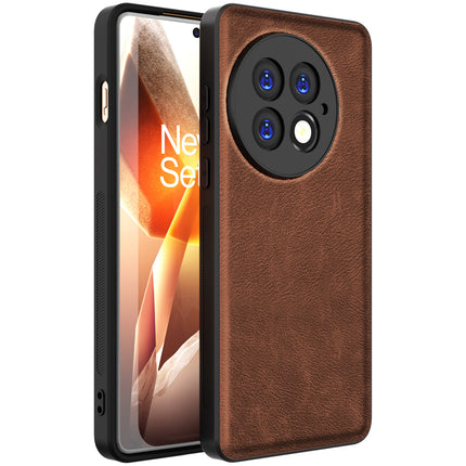 Kapa Tux Leather Back Cover for OnePlus 13 | Slim Shockproof Camera Protection Bumper Case (Brown)