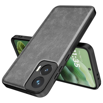 Kapa Tux Leather Back Cover for Moto G35 | Slim Shockproof Camera Protection Bumper Case (Grey)