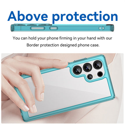 Kapa Unicorn Acrylic Clear Back Cover For Samsung Galaxy S25 Ultra | Slim Shockproof [Military Grade Protection] Hybrid Bumper Case (Blue Sides) - Mobizang