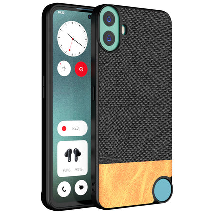Kapa Soft Fabric & Leather Hybrid Protective Back Cover for Nothing CMF Phone 1 | Shockproof Slim Hard Anti Slip Back Case (Black,Brown) - Mobizang