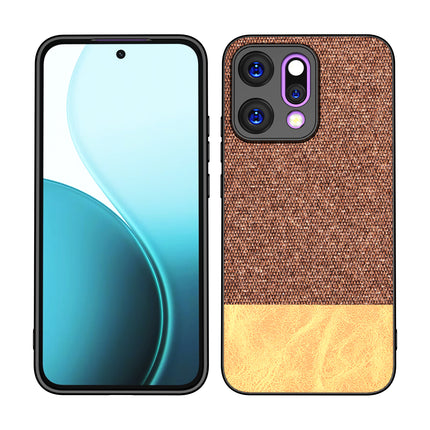 Kapa Soft Fabric & Leather Hybrid Protective Back Cover for Oppo Reno 14 5G | Shockproof Slim Hard Anti Slip Back Case (Brown) - Mobizang