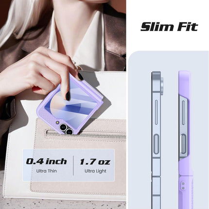 Kapa Textured Grip Hinge Protection Back Cover for Samsung Galaxy Z Flip5 / Z Flip 5 | with [Inbuilt Glass] Full Body Shockproof Hard Back Case (Purple)