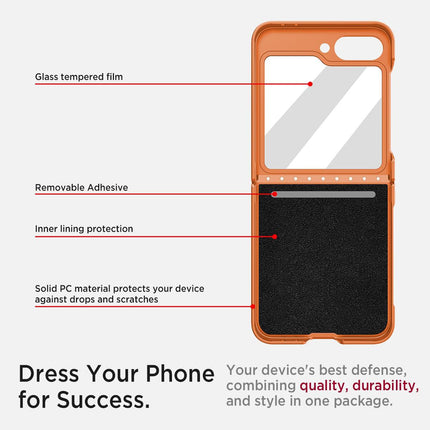 Kapa Textured Grip Hinge Protection Back Cover for Samsung Galaxy Z Flip5 / Z Flip 5 | with [Inbuilt Glass] Full Body Shockproof Hard Back Case (Orange)