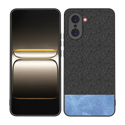 Kapa Soft Fabric & Leather Hybrid Protective Back Cover for OnePlus Nord CE 5 | Shockproof Slim Hard Anti Slip Back Case (Black,Blue)