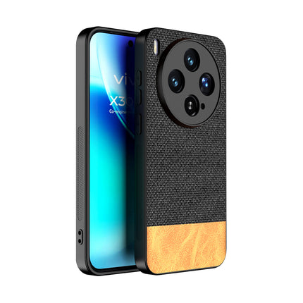 Kapa Soft Fabric & Leather Hybrid Protective Back Cover for Vivo X300 5G | Shockproof Slim Hard Anti Slip Back Case (Black,Brown)