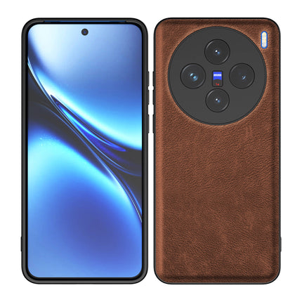 Kapa Tux Leather Back Cover for Vivo X200 (5G) | Slim Shockproof Camera Protection Bumper Case (Brown) - Mobizang