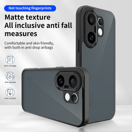 Kapa Smoked Hawkeye Matte Slim Tough Back Cover for Vivo X200 FE 5G | Camera Lens Protector Anti Yellow Shockproof Matte Hybrid Case Cover (Smoked Black)