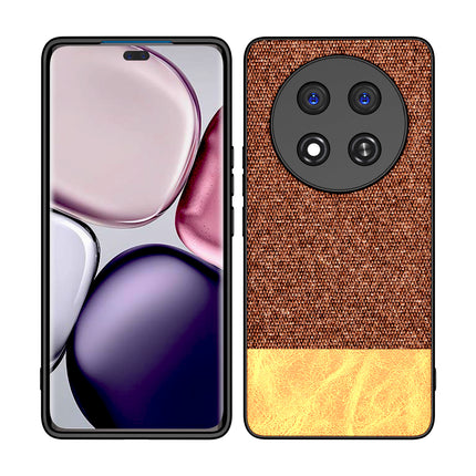 Kapa Soft Fabric & Leather Hybrid Protective Back Cover for Honor X9C 5G | Shockproof Slim Hard Anti Slip Back Case (Brown)