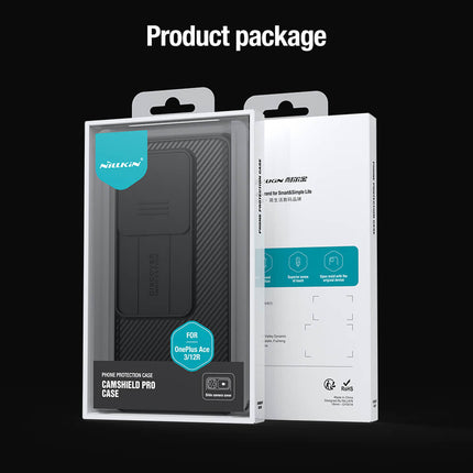 KAPA Camshield Back Cover for OnePlus 12R | Inbuilt Slider Shockproof Lens Protection Case (Black) - Mobizang