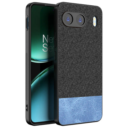 Kapa Soft Fabric & Leather Hybrid Protective Back Cover for OnePlus Nord 4 | Shockproof Slim Hard Anti Slip Back Case (Black,Blue)