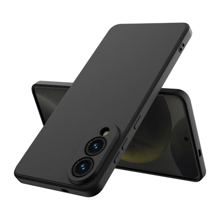 Kapa Matte Protective Lens Flexible Back Cover for Samsung Galaxy S25 Edge | Slim Silicone with Soft Lining Shockproof Full Body Bumper Case (Black) - Mobizang