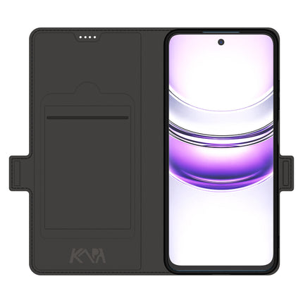Kapa Noble Slim Magnetic Leather Flip Case Cover for Realme 14X | Card Holder Stand Flip Wallet Case (Black) - Mobizang
