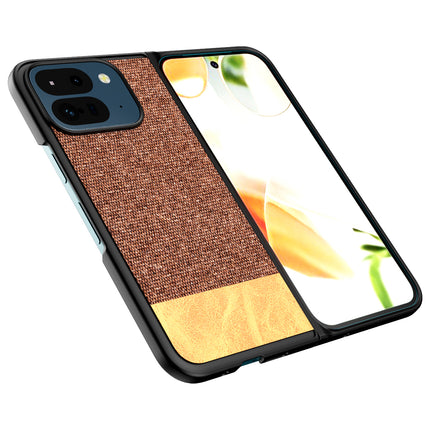 Kapa Soft Fabric & Leather Hybrid Protective Back Cover for Google Pixel 9 Pro Fold | Shockproof Slim Hard Anti Slip Back Case (Brown)
