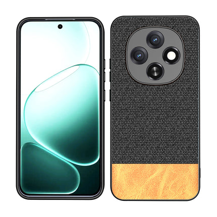 Kapa Soft Fabric & Leather Hybrid Protective Back Cover for Oppo F31 Pro 5G | Shockproof Slim Hard Anti Slip Back Case (Black,Brown) - Mobizang