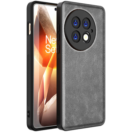 Kapa Tux Leather Back Cover for OnePlus 13 | Slim Shockproof Camera Protection Bumper Case (Grey)