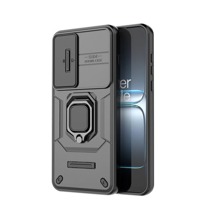 Kapa Armor Slider Back Cover for OnePlus Nord 5 | Inbuilt Ring + Camera Slider Shockproof Lens Protection Bumper Back Case (Black)