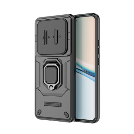 Kapa Armor Slider Back Cover for Redmi Note 15 5G | Inbuilt Ring + Camera Slider Shockproof Lens Protection Bumper Back Case (Black) - Mobizang