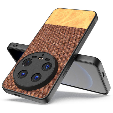 Kapa Soft Fabric & Leather Hybrid Protective Back Cover for Xiaomi 14 ULTRA (5G) | Shockproof Slim Hard Anti Slip Back Case (Brown)