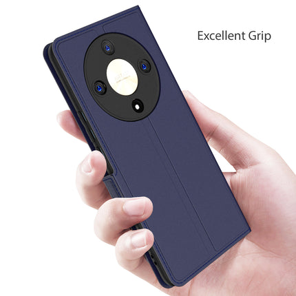 Kapa Noble Slim Magnetic Leather Flip Case Cover for Honor X9B (5G) | Card Holder Stand Flip Wallet Case (Blue)
