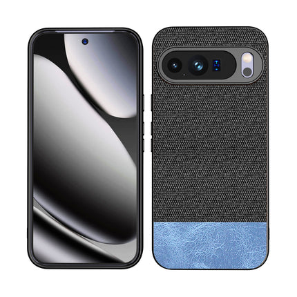 Kapa Soft Fabric & Leather Hybrid Protective Back Cover for Google Pixel 10 Pro XL | Shockproof Slim Hard Anti Slip Back Case (Black,Blue)