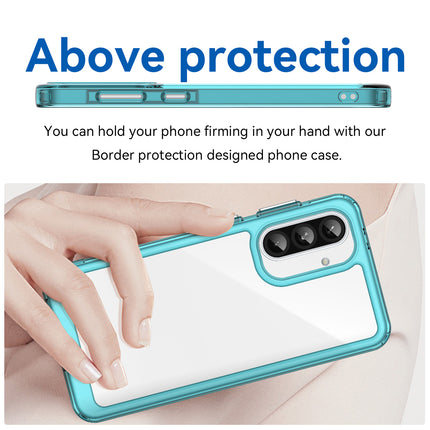 Kapa Unicorn Acrylic Clear Back Cover For Samsung Galaxy A56 | Slim Shockproof [Military Grade Protection] Hybrid Bumper Case (Blue Sides)