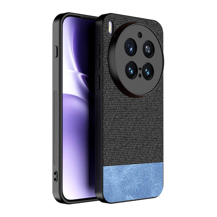 Kapa Soft Fabric & Leather Hybrid Protective Back Cover for Vivo X300 Pro 5G | Shockproof Slim Hard Anti Slip Back Case (Black,Blue)