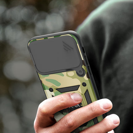 Kapa Tank Back Cover for Apple iPhone 17 Pro | Inbuilt Ring + Slider Shockproof Lens Protection Bumper Back Case (Green)