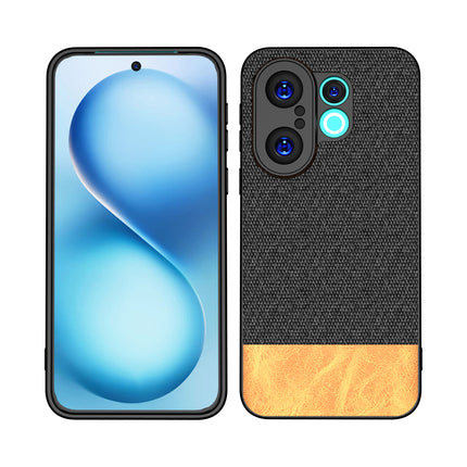 Kapa Soft Fabric & Leather Hybrid Protective Back Cover for Vivo X200 FE 5G | Shockproof Slim Hard Anti Slip Back Case (Black,Brown)