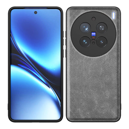 Kapa Tux Leather Back Cover for Vivo X200 Pro (5G) | Slim Shockproof Camera Protection Bumper Case (Grey) - Mobizang