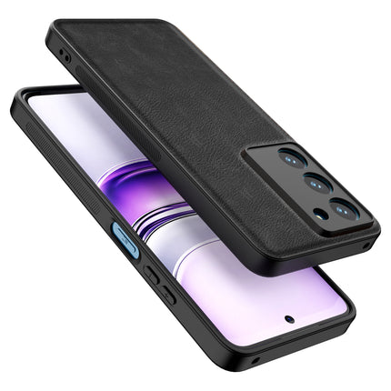 Kapa Tux Leather Back Cover for Realme 14X | Slim Shockproof Camera Protection Bumper Case (Black) - Mobizang
