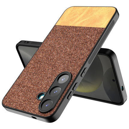 Kapa Soft Fabric & Leather Hybrid Protective Back Cover for Samsung Galaxy S25 Plus | Shockproof Slim Hard Anti Slip Back Case (Brown)