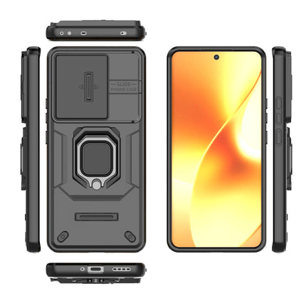Kapa Armor Slider Back Cover for Realme 15 Pro 5G | Inbuilt Ring + Camera Slider Shockproof Lens Protection Bumper Back Case (Black)