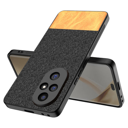 Kapa Soft Fabric & Leather Hybrid Protective Back Cover for Honor 200 Pro (5G) | Shockproof Slim Hard Anti Slip Back Case (Black,Brown)