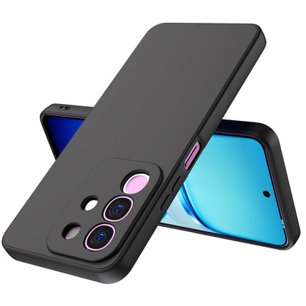 Kapa Matte Protective Lens Flexible Back Cover for Iqoo Z10x 5G / Vivo T4x 5G | Slim Silicone with Soft Lining Shockproof Full Body Bumper Case (Black)