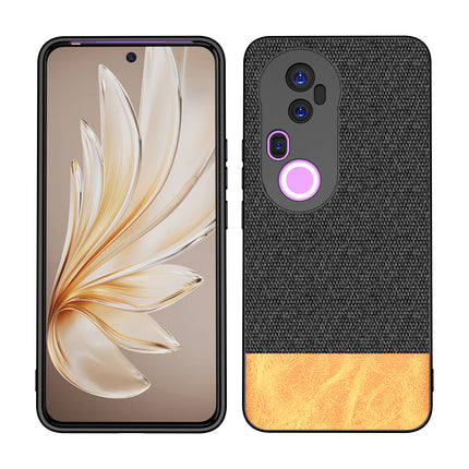 Kapa Soft Fabric & Leather Hybrid Protective Back Cover for Vivo T4 Ultra 5G | Shockproof Slim Hard Anti Slip Back Case (Black,Brown) - Mobizang