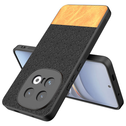 Kapa Soft Fabric & Leather Hybrid Protective Back Cover for Iqoo 13 (5G) | Shockproof Slim Hard Anti Slip Back Case (Black,Brown)