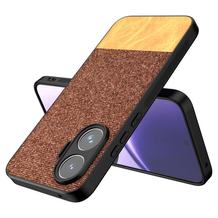 Kapa Soft Fabric & Leather Hybrid Protective Back Cover for Poco F7 5G | Shockproof Slim Hard Anti Slip Back Case (Brown)