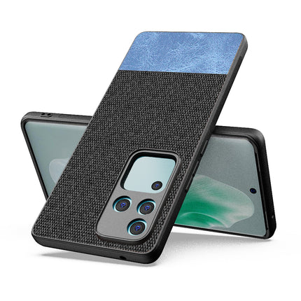 Kapa Soft Fabric & Leather Hybrid Protective Back Cover for Vivo V30 Pro (5G) | Shockproof Slim Hard Anti Slip Back Case (Black,Blue)